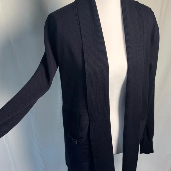 Women's NavyOpen Front Sweater - Picture 3 of 5